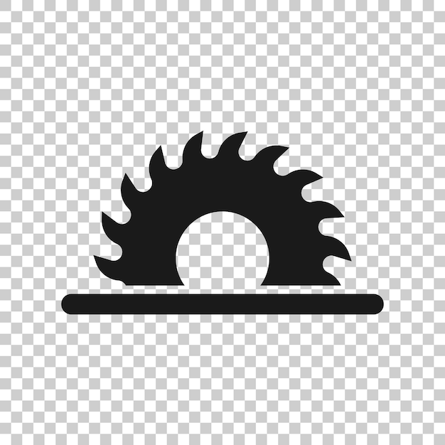 Saw blade icon in flat style Circular machine vector illustration on white isolated background Rotary disc business concept