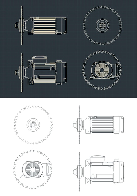 Saw blade and motor drawings