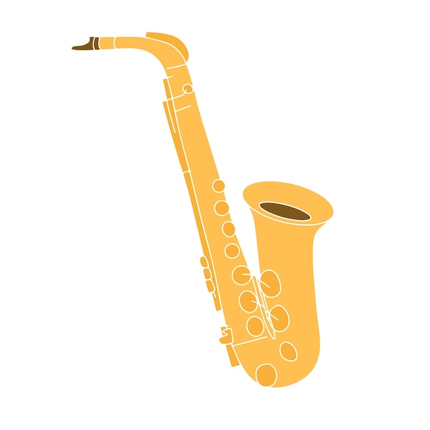 Saxophone isolated on white background Hand drawn vector illustration