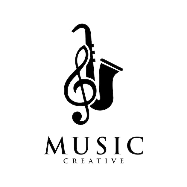 Saxophone Music Note Logo Vector Illustration