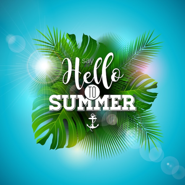 Say Hello to Summer Illustration with Tropical Plants