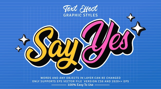 Say Yes 3d Text Style Effect