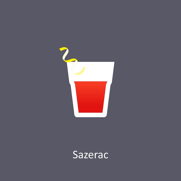 Sazerac cocktail on dark background in flat style