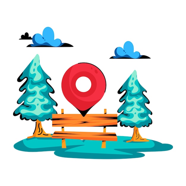 Scalable flat icon of forest route