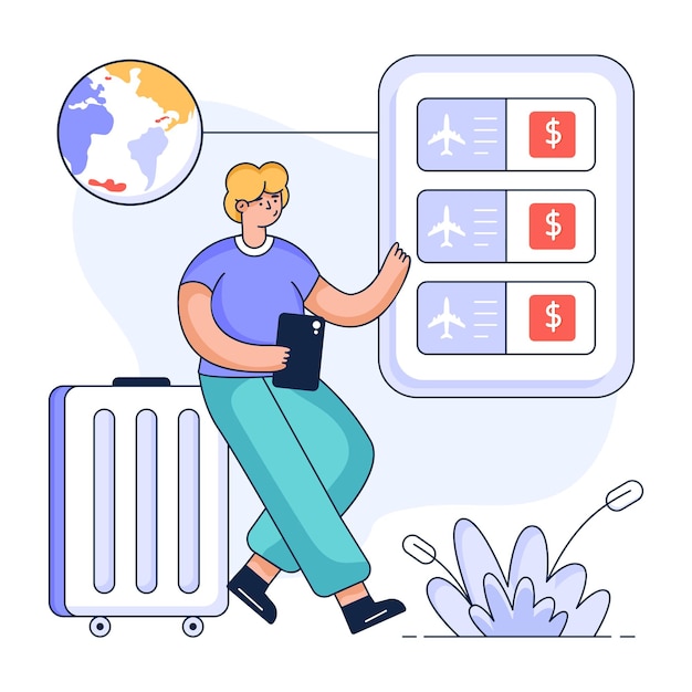 A scalable flat illustration of flight booking