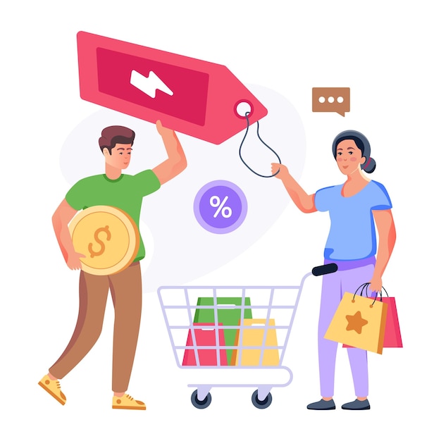 A scalable flat illustration of shopping discount