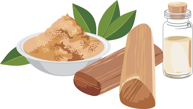 Vector scalable vector illustration of chandan or sandalwood powder with sticks