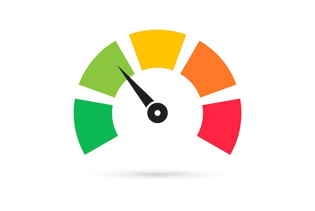 Scale with arrow Colorful speedometer tachometer or gauge Level satisfaction