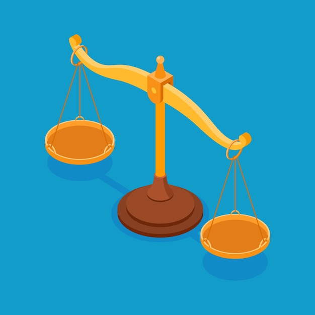 Scales empty isometric balance concept make choice and justice isolated 