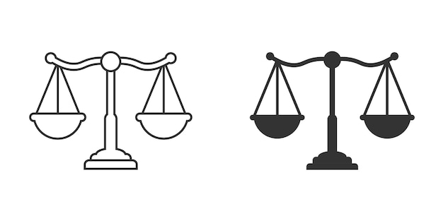 Scales icon in flat style Libra vector illustration on isolated background Mass comparison sign business concept