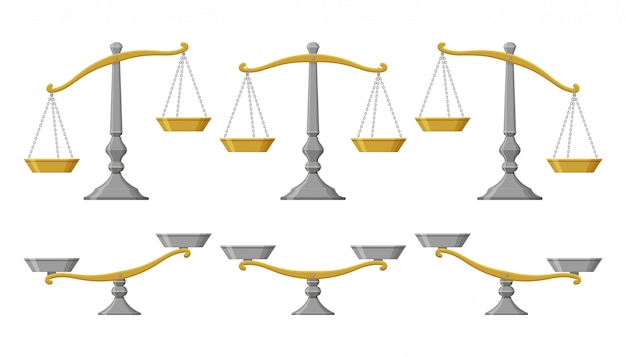 Scales set with different balances.  illustration.