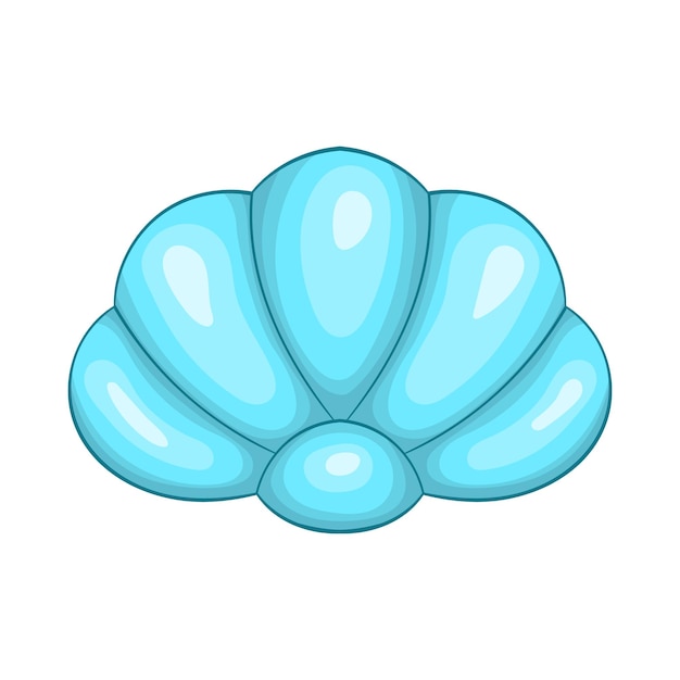 Scallop seashell icon in cartoon style on a white background