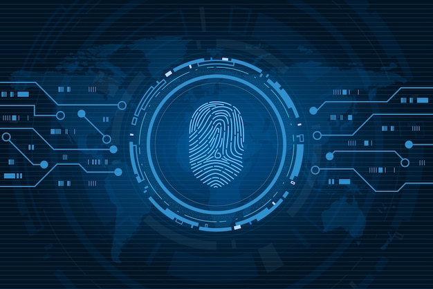 scan fingerprint Cyber security and password control through fingerprints access with biometrics identification