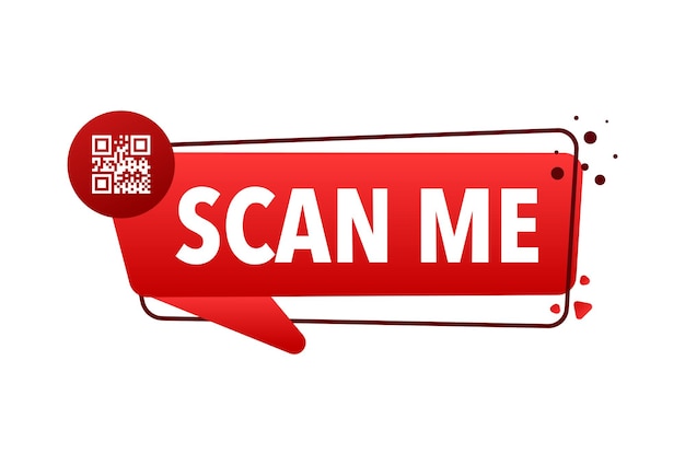 Scan me icon with QR code Inscription scan me QR code label