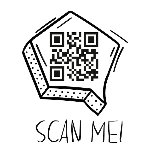 Scan me inscription tag QR Code icon for scanning