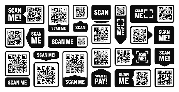 Scan me qr code sticker online payment special offer sale stickers shopping discount label or