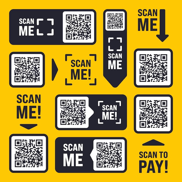 Vector scan me qr code sticker with text online payment special offer sale stickers shopping discount label