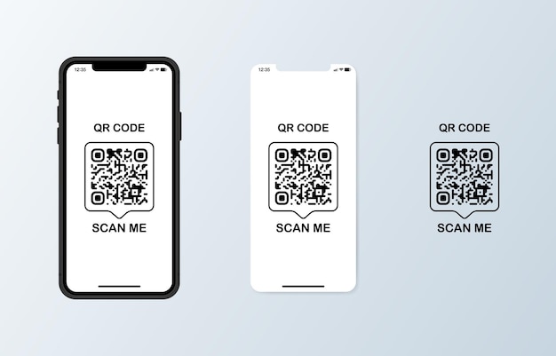 Scan QR code Flat black QRCode mockup Vector illustration