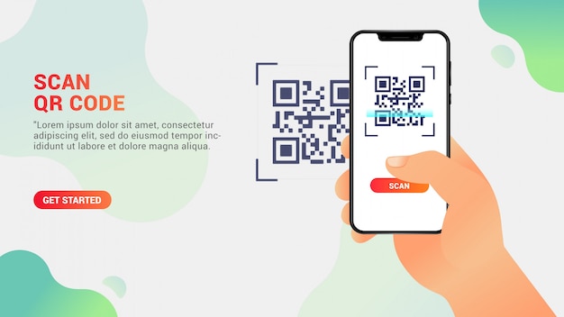 Scan QR Code, Mobile Phone Scanning a qr code