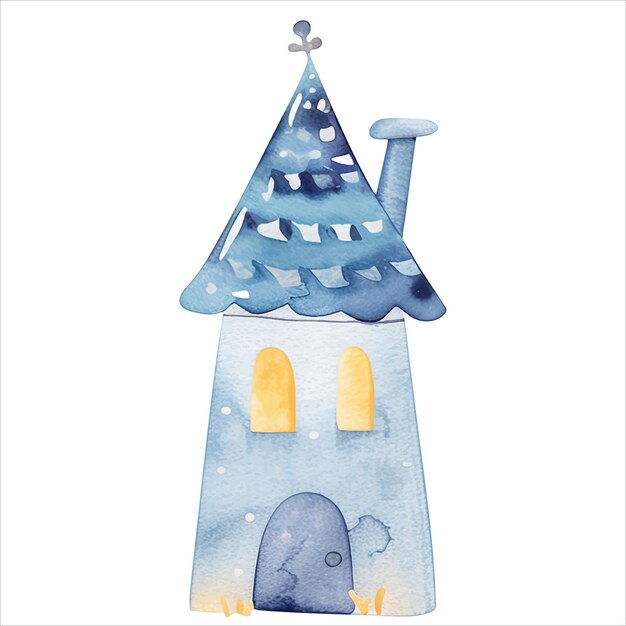 Vector scandinavian childish house fairy houses cute watercolor castle watercolor palace kingdom