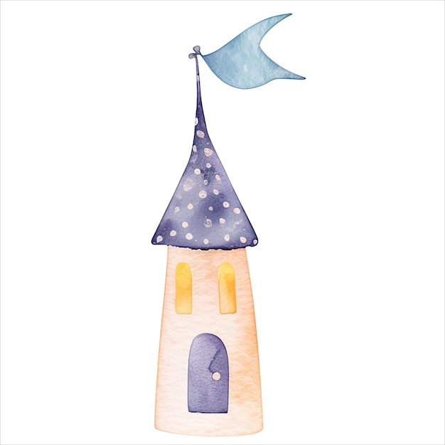 Vector scandinavian childish house fairy houses cute watercolor castle watercolor palace kingdom