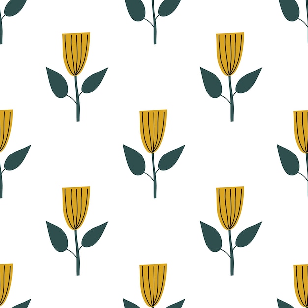 Scandinavian spring flower Vector kids seamless background pattern for baby shower