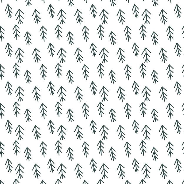 Scandinavian style doodle christmas tree seamless pattern