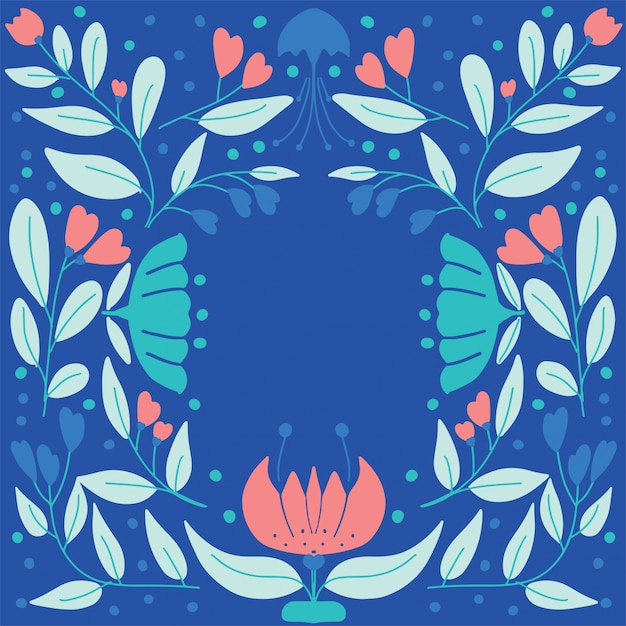 Scandinavian vintage folk art pattern with flowers