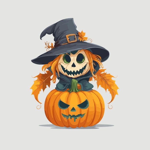 Scarecrow pumpkins vector on a white background