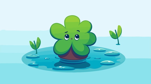 Vector scared cartoon clover illustration