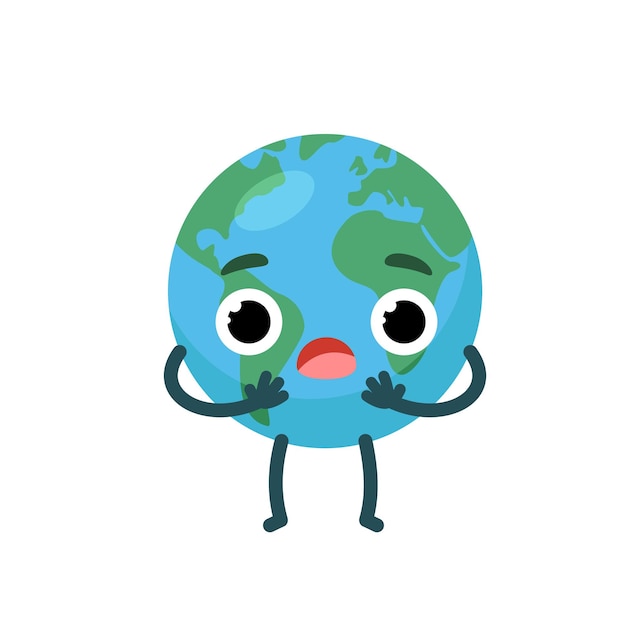 Scared character emotional planet earth Environment day concept