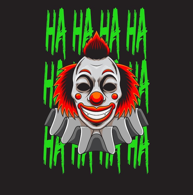 Scared clown illustration with premium quality stock vector