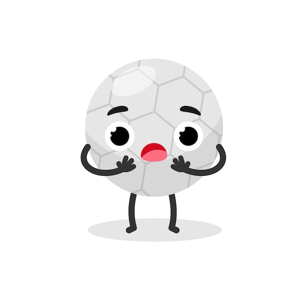 Scared Cute Football ball Soccer emoji mascot