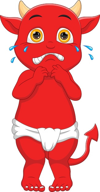 scared little red devil cartoon