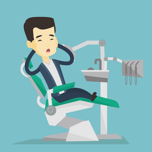 Scared patient in dental chair illustration