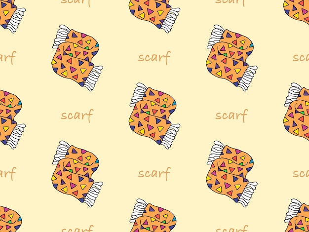 Scarf cartoon character seamless pattern on orange background