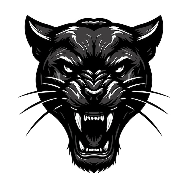 Scary angry black panther head