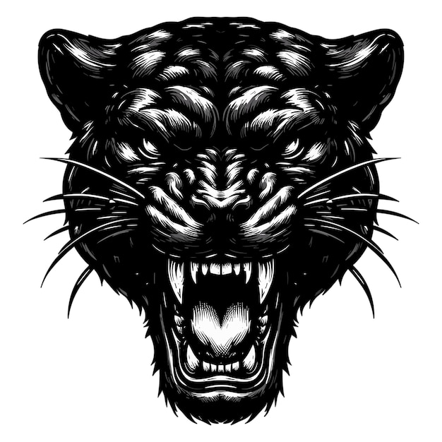 Scary angry black panther head