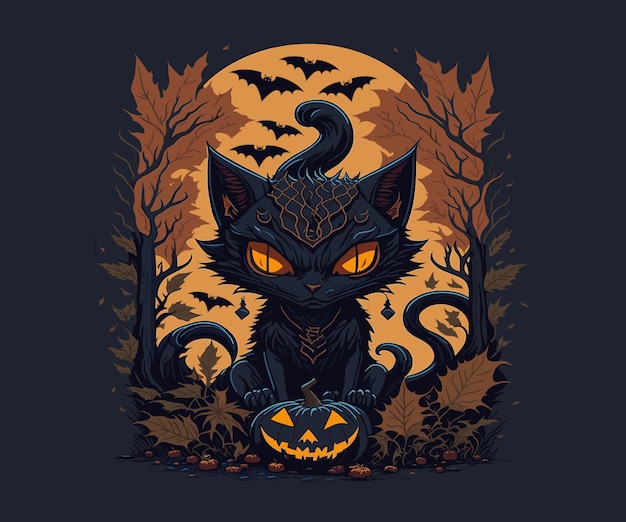 A scary cat Halloween character