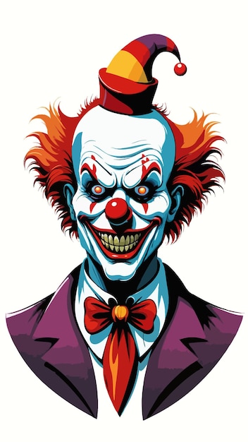 Vector a scary clown cartoon illustration drawing artwork