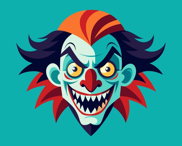 Scary clown face vector illustration