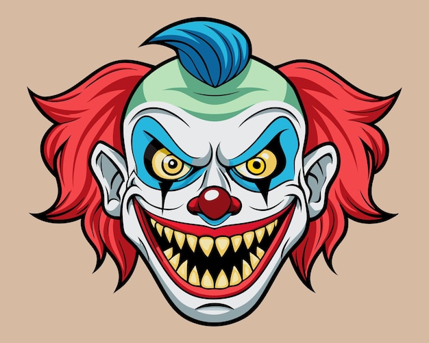 Scary clown face vector illustration