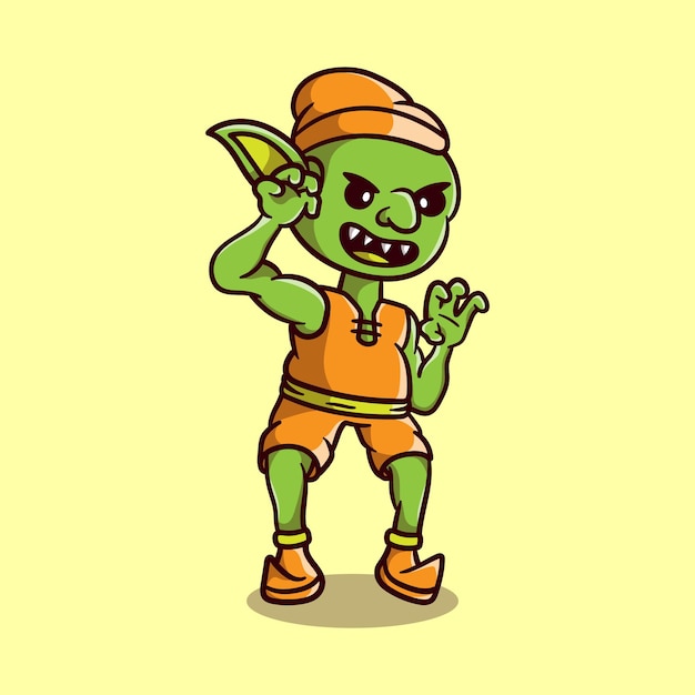 Scary cute halloween goblin creature