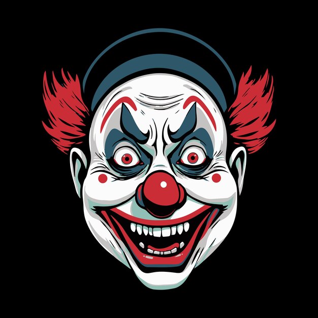 Vector scary face of clown mascot illustration