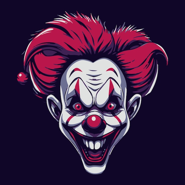 Vector scary face of clown mascot illustration