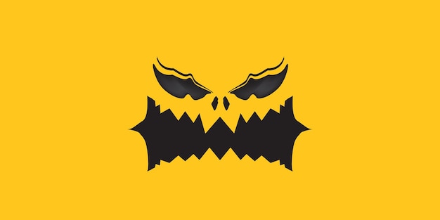 Scary face of halloween pumpkin or ghost banner design template