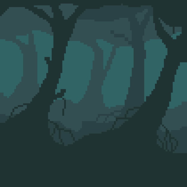 Scary forest silhouette background pixel art