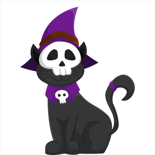 Scary Halloween Cat Costume Skeleton Character Design Illustration