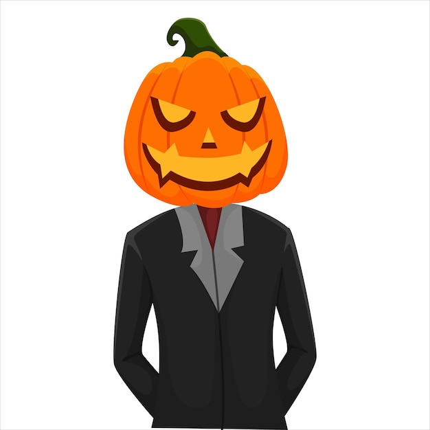 Scary Halloween Pumpkin Character Design Illustration