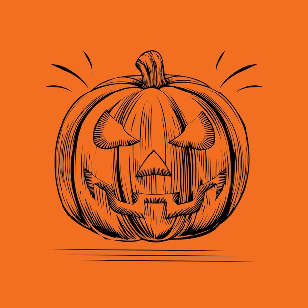 Vector scary halloween pumpkin lantern monster